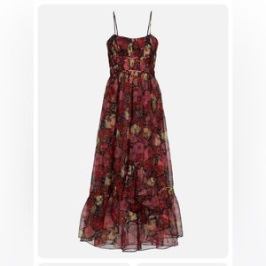 Cinq a Sept Daria Silk A-line Floral Silk Chiffon Midi Dress